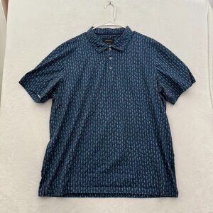 Bugatchi Polo Shirt Mens 2XL Blue Golf Player Geometric Stretch Performance